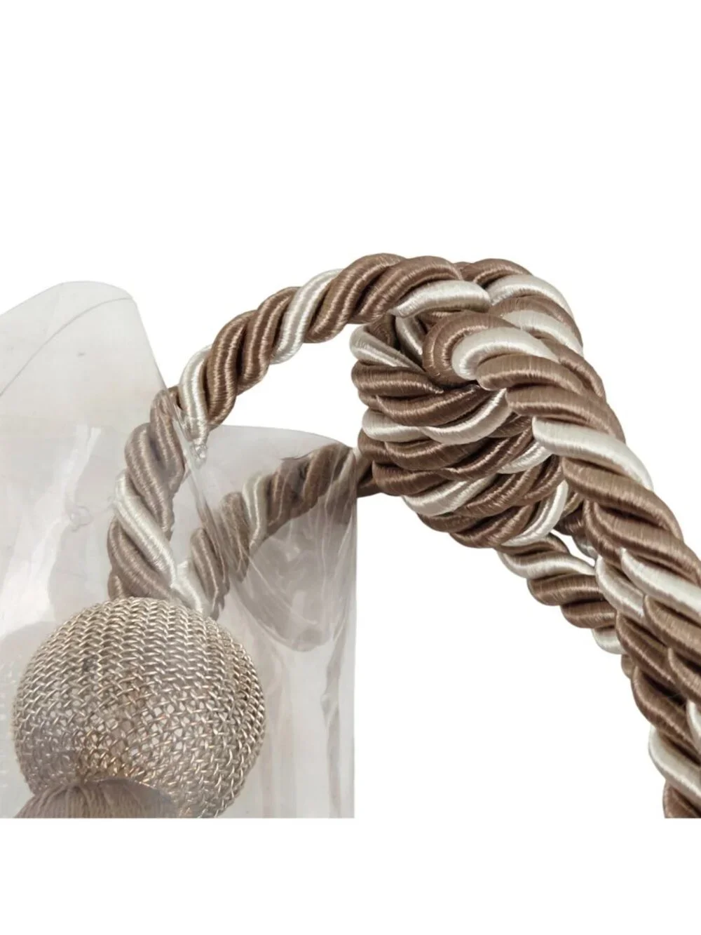 Curtain Tiebacks Set of 2 Single Tassel Mesh Metal Ball Drapery Holdback NIP